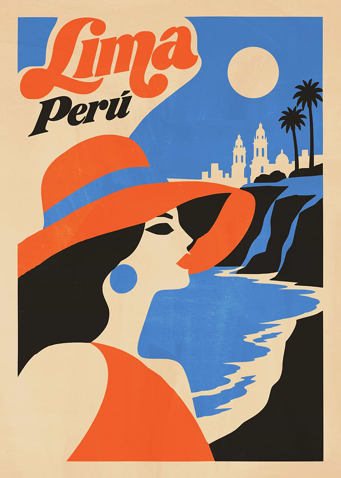 Vintage Lima Peru Travel Poster