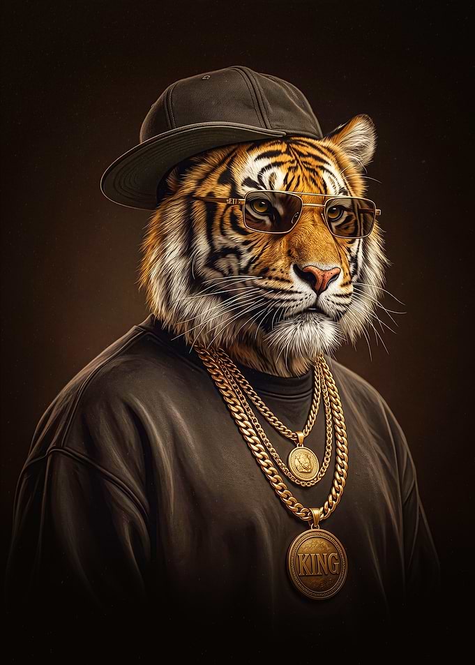 Cool Tiger Wearing Hip Hop Jewelry