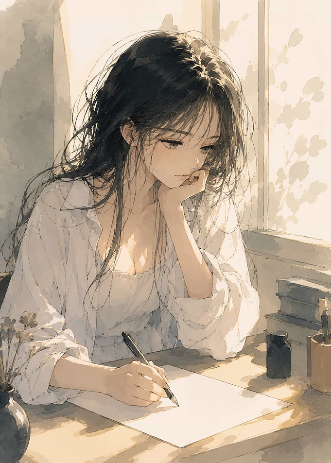 Girl Writing by the Window