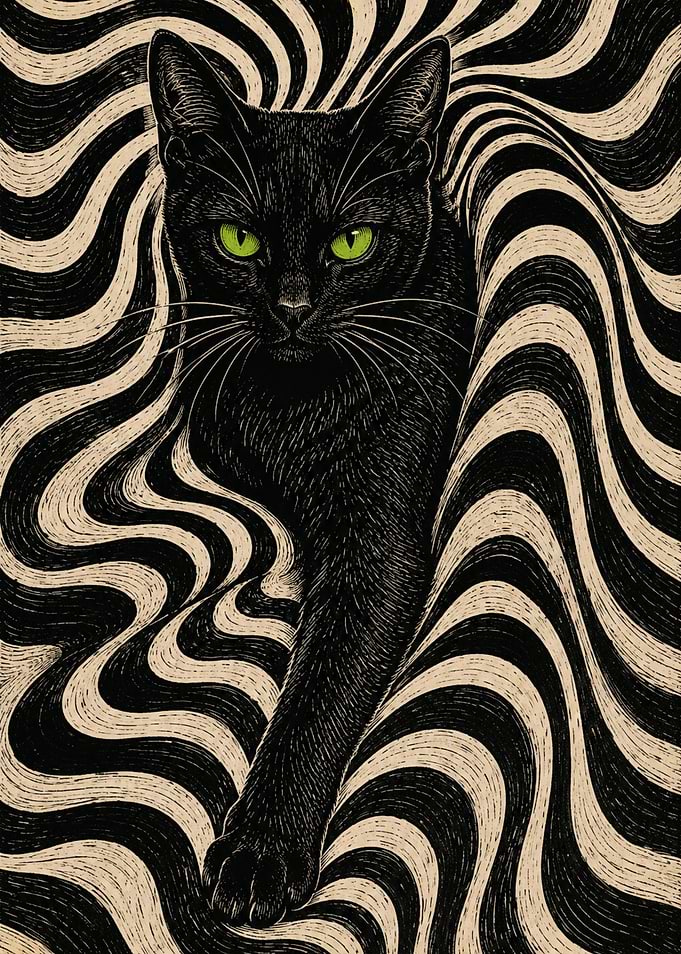 Black Cat with Psychedelic Swirls
