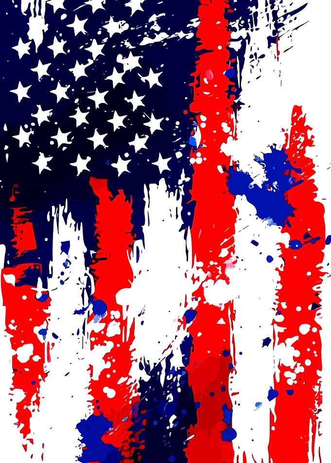 Abstract American Flag Paint Splatter