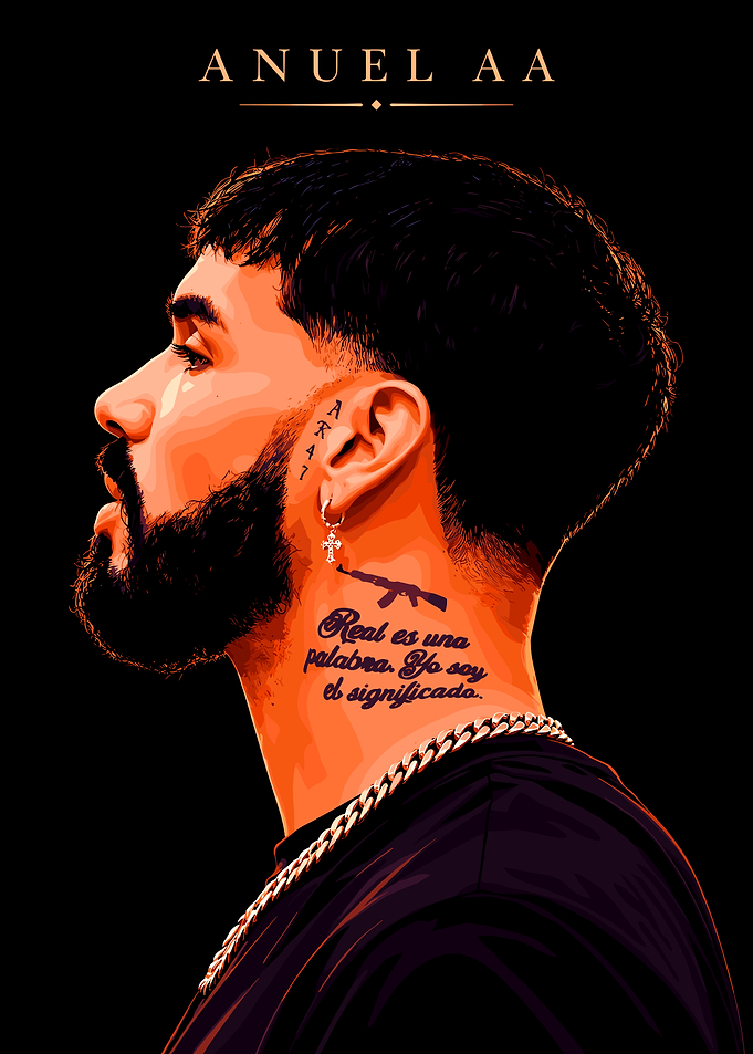 Anuel AA Portrait Digital Art