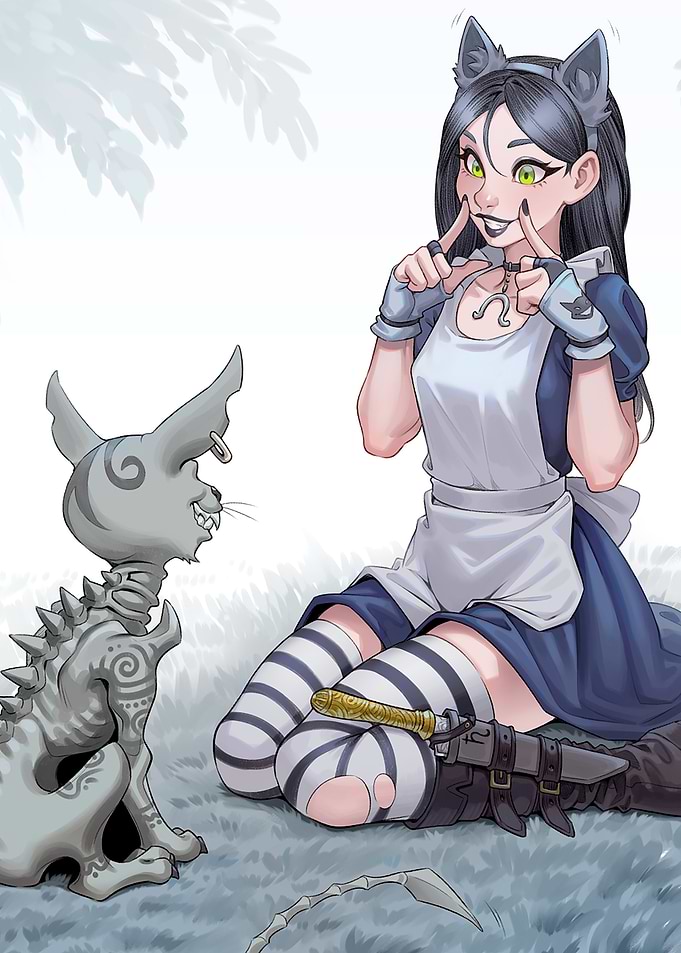 Gothic Alice and Skeleton Cat