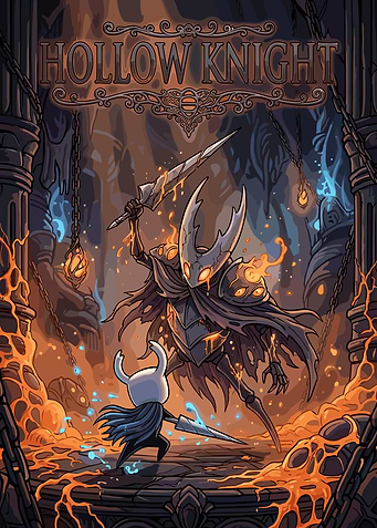 Hollow Knight Battle Scene Poster