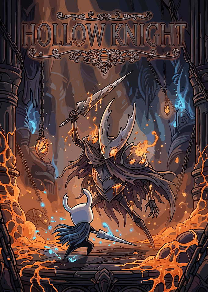Hollow Knight Battle Scene Poster