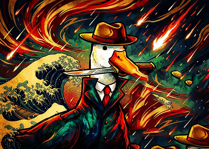 Noir Detective Duck with Knife