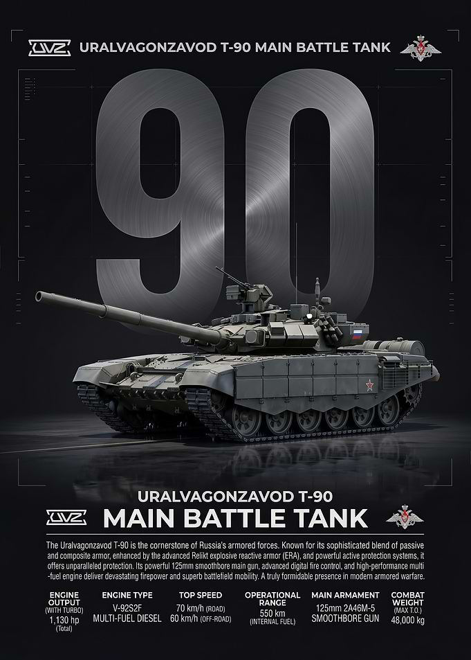 dark Uralvagonzavod T-90 Main Battle Tank Poster