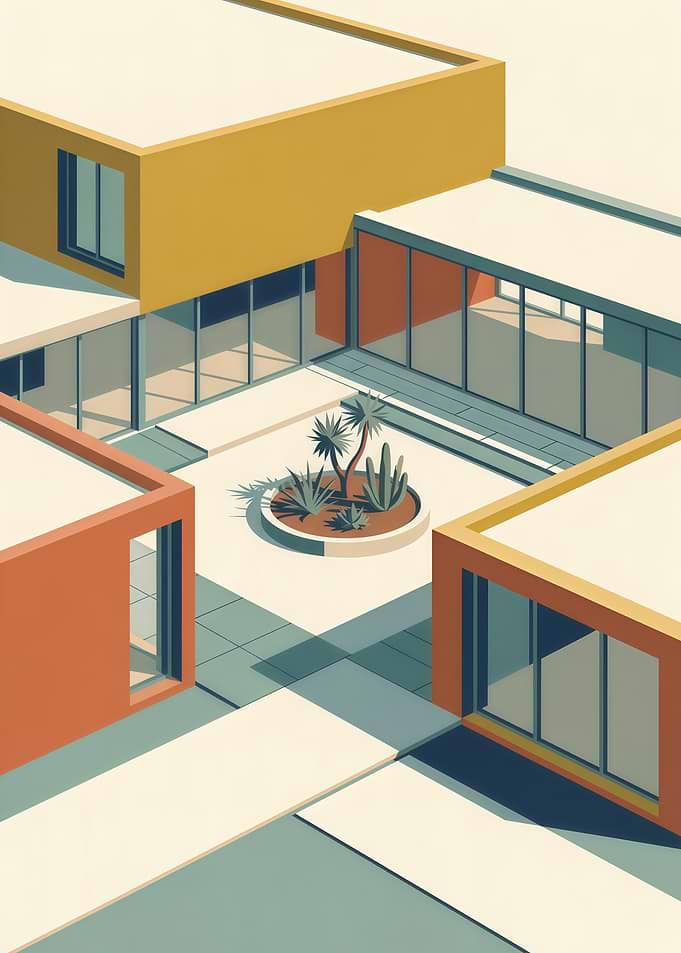 Mid-Century Modern Courtyard Architecture