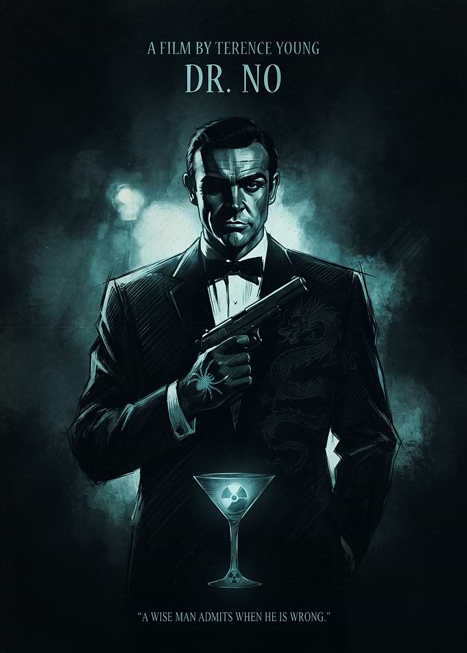 Dr No Movie Classic Spy Thriller Retro Art