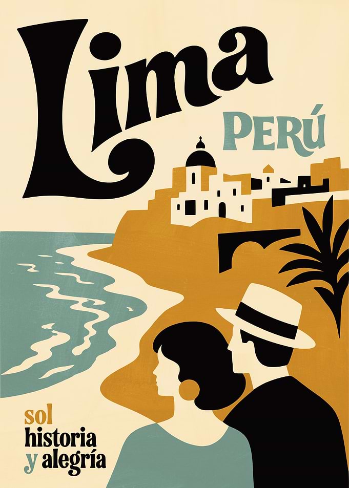 Vintage Travel Poster of Lima Peru