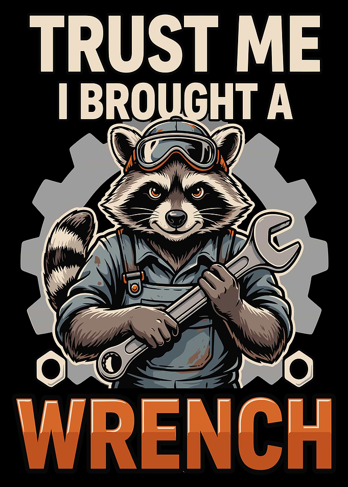 Funny Raccoon Mechanic T-Shirt Design