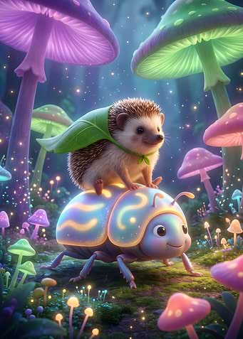 Hedgehog's Magical Ride - Whimsical Forest
