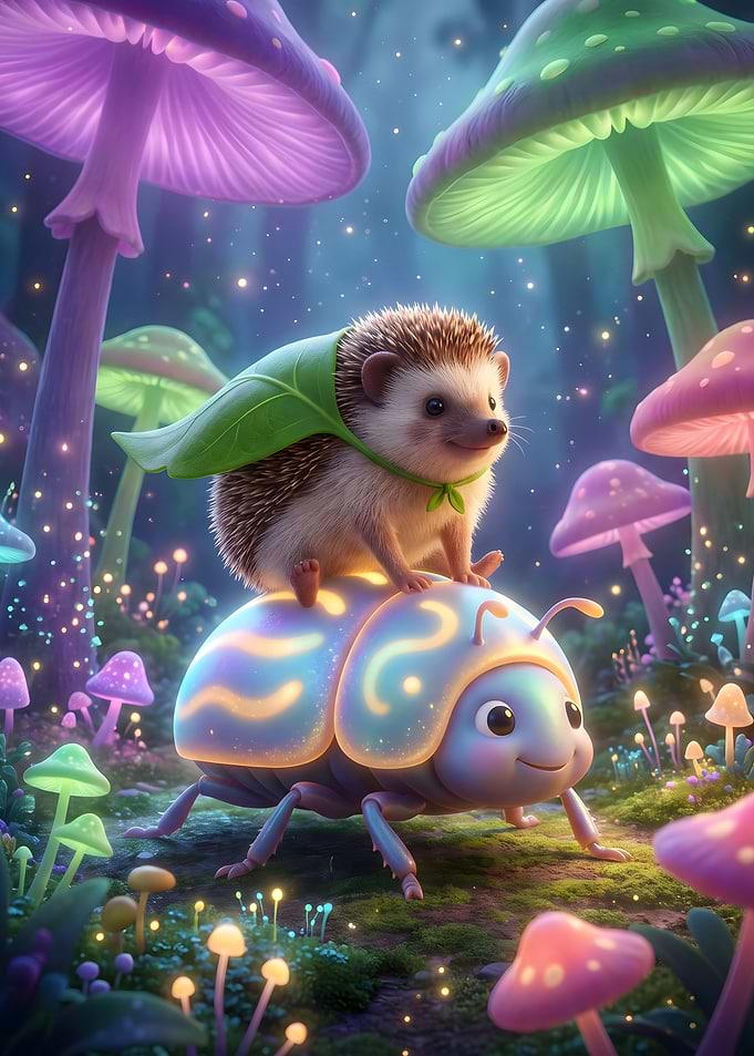 Hedgehog's Magical Ride - Whimsical Forest