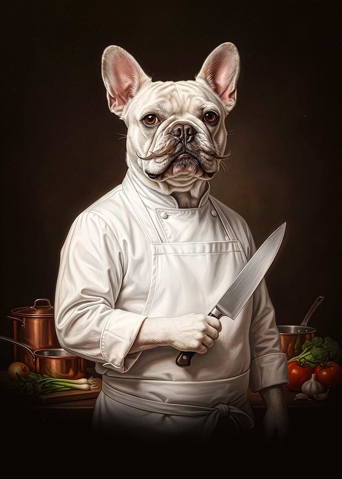 French Bulldog Chef with Knife