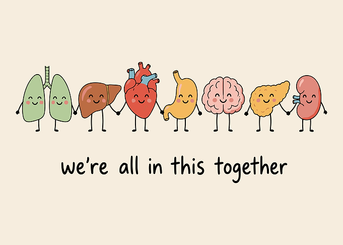Cute Human Organs Holding Hands