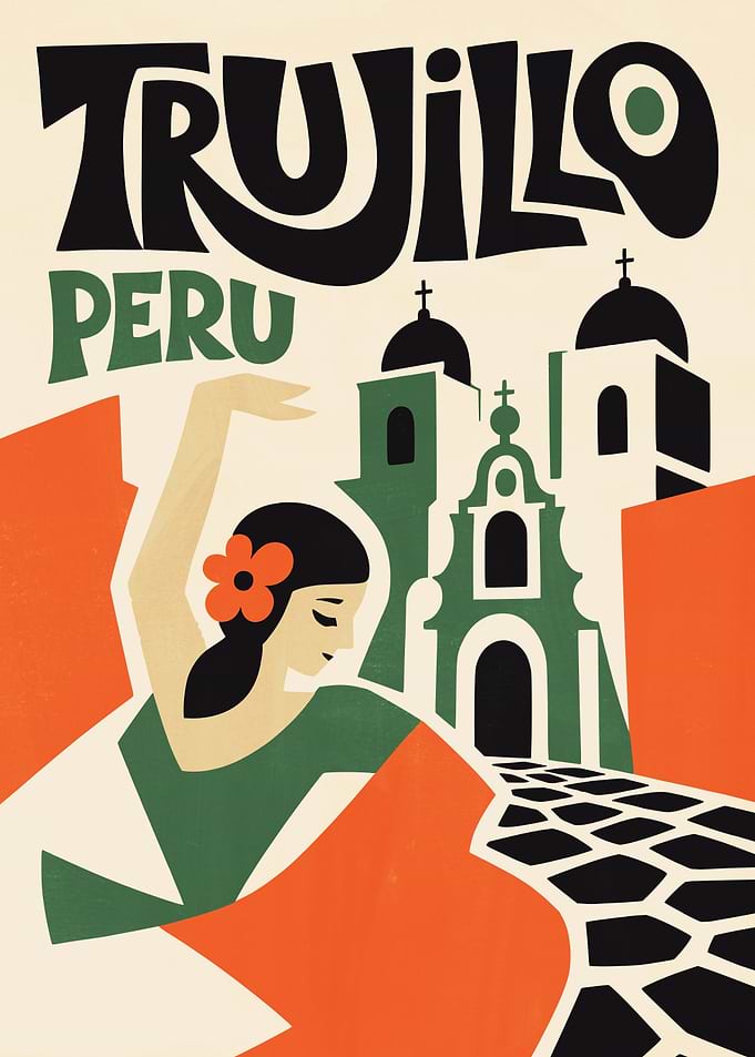 Vintage Travel Poster of Trujillo Peru