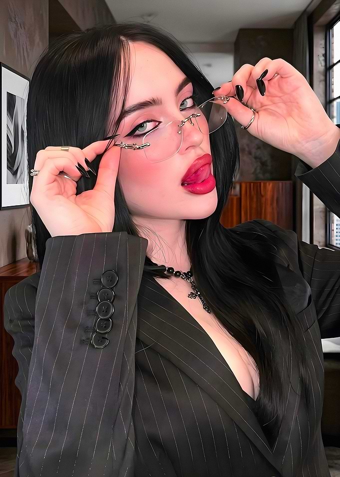 Billie Eilish in Pinstripe Blazer
