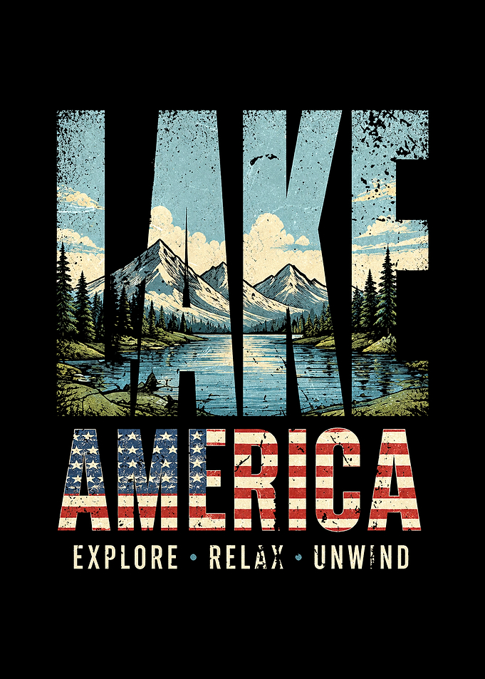 Lake America Vintage Nature Graphic
