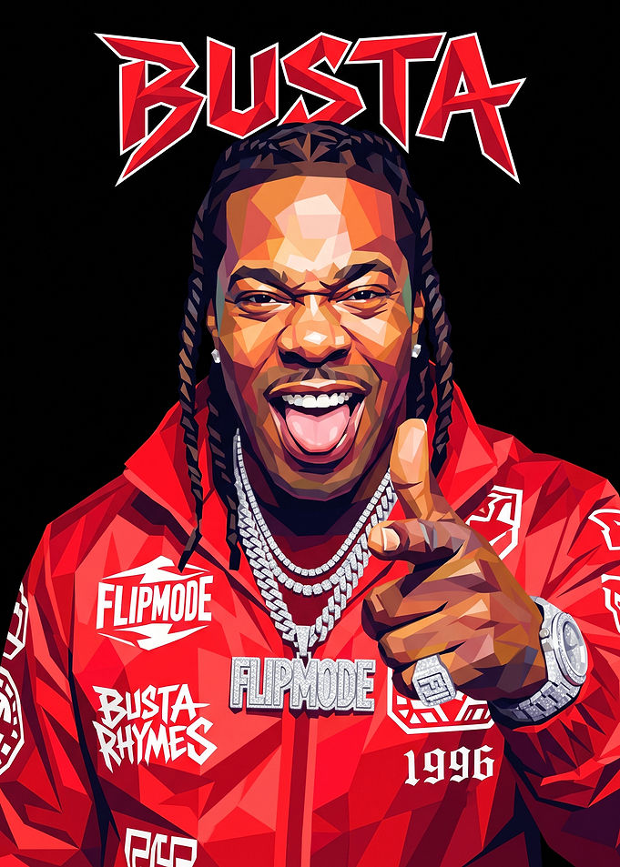 Busta Rhymes Low Poly Portrait