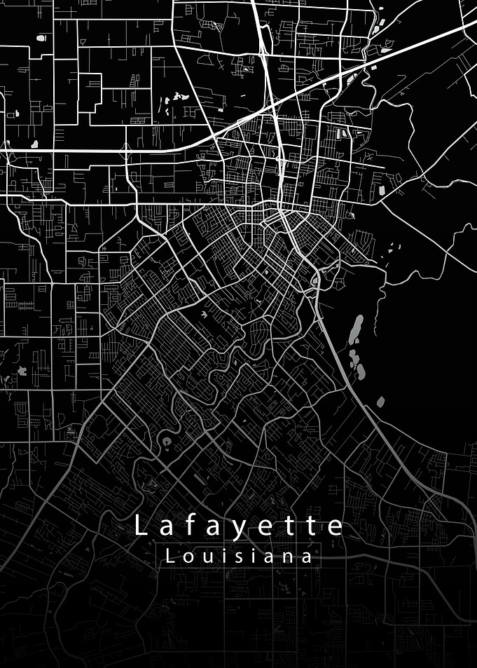 Lafayette Louisiana City Map Poster