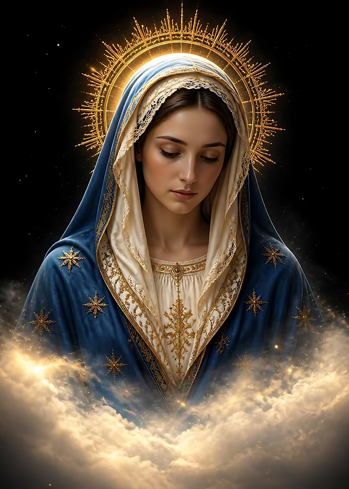 Ethereal Portrait of Virgin Mary