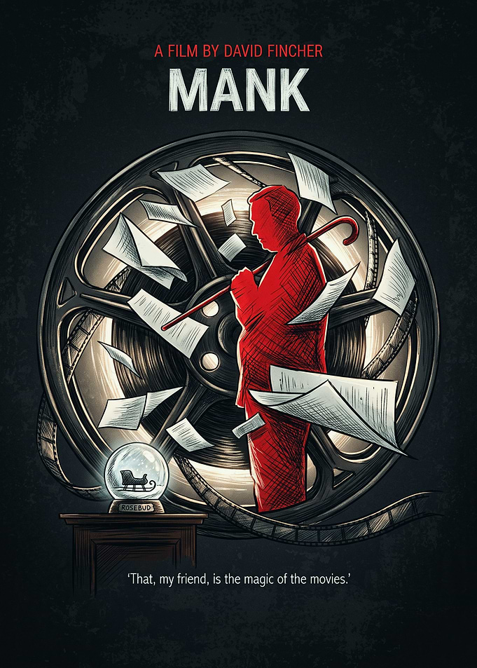 Mank Movie Biographical Drama Retro Poster