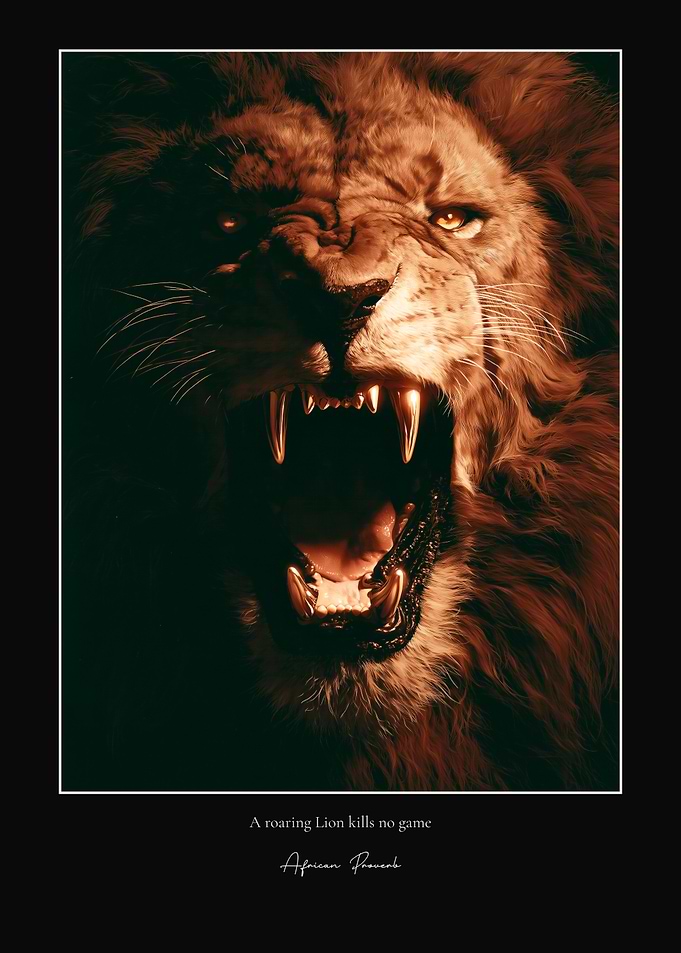 Roaring Lion African Proverb Poster