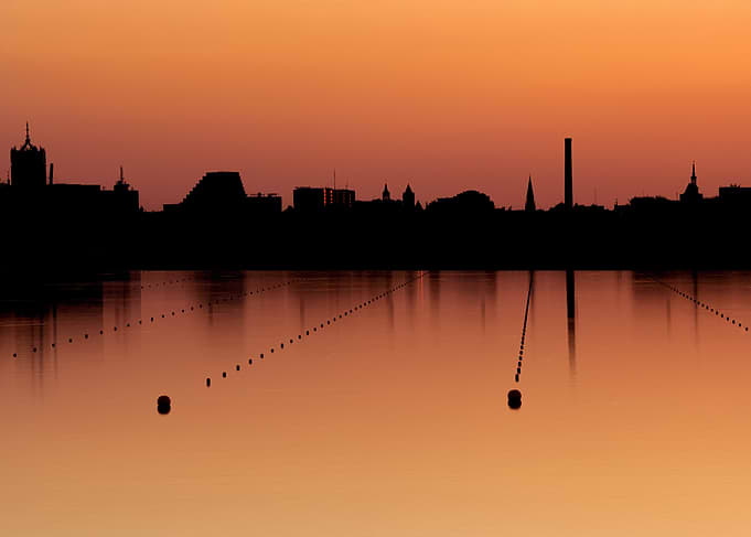 City Skyline Silhouette at Sunset