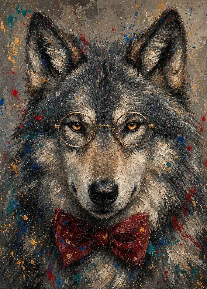 Wolf Wall Art — Dapper Oil Painting Portrait
