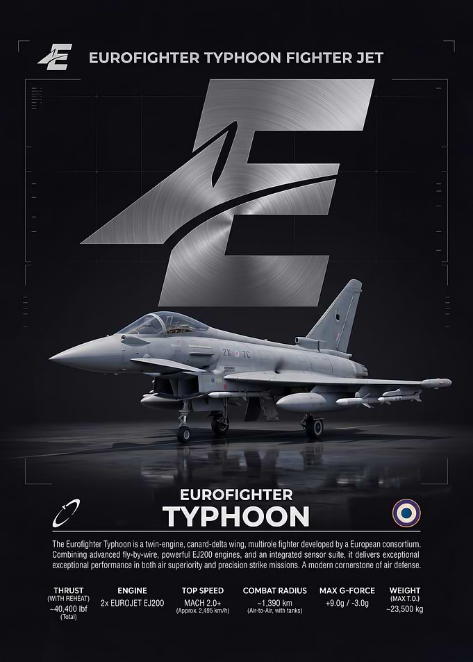 sleek Eurofighter Typhoon Fighter Jet Infographic Poster
