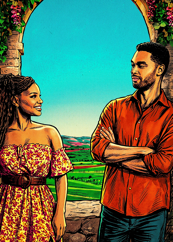 Romantic Couple in Italian Landscape