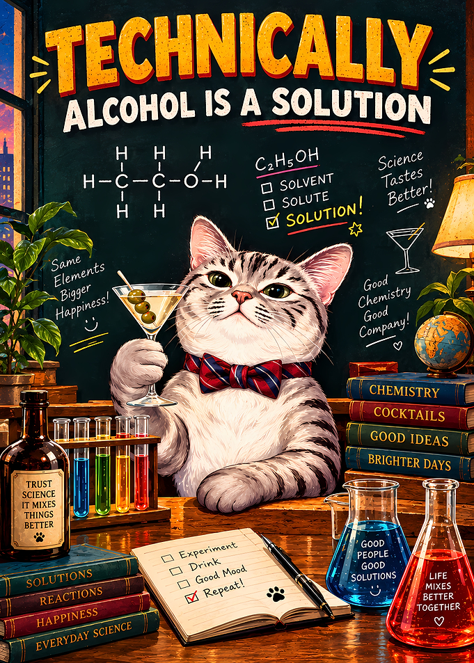 Technically Alcohol Is A Solution Cat