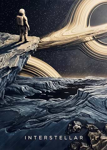 Interstellar Movie Poster Astronaut Landscape