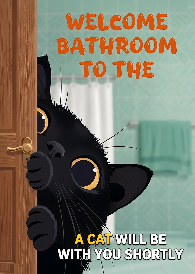Funny Cat Bathroom Sign