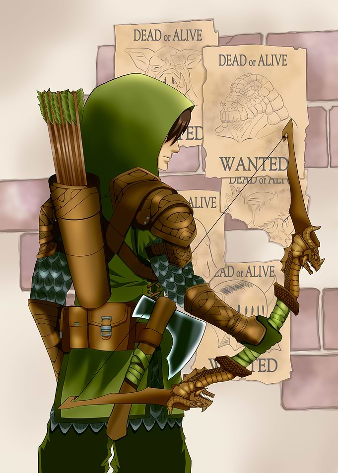 Fantasy Archer with Wanted Posters