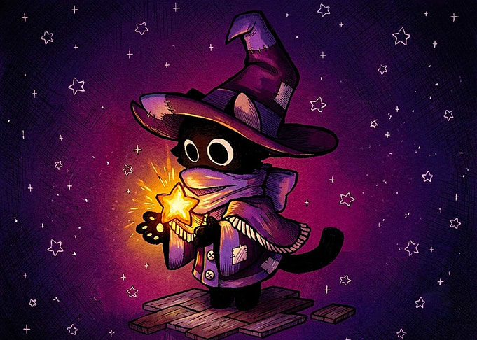 Cute Wizard Cat Holding Glowing Star