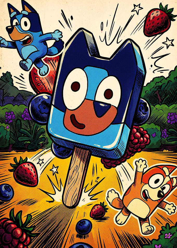 Bluey Popsicle Summer Fun Illustration