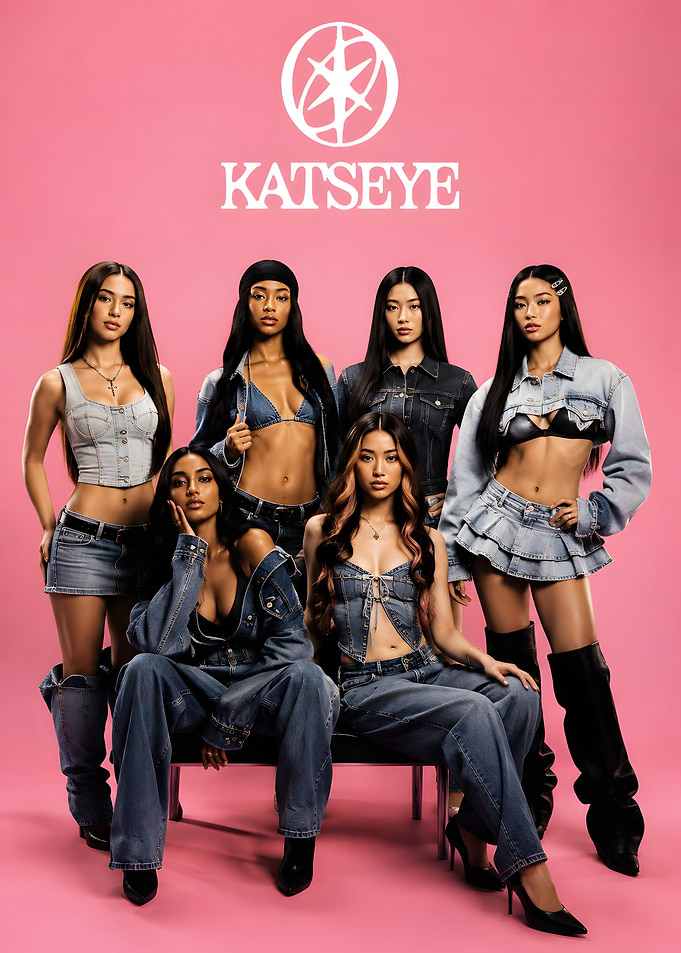 KATSEYE Girl Group Denim Fashion Portrait