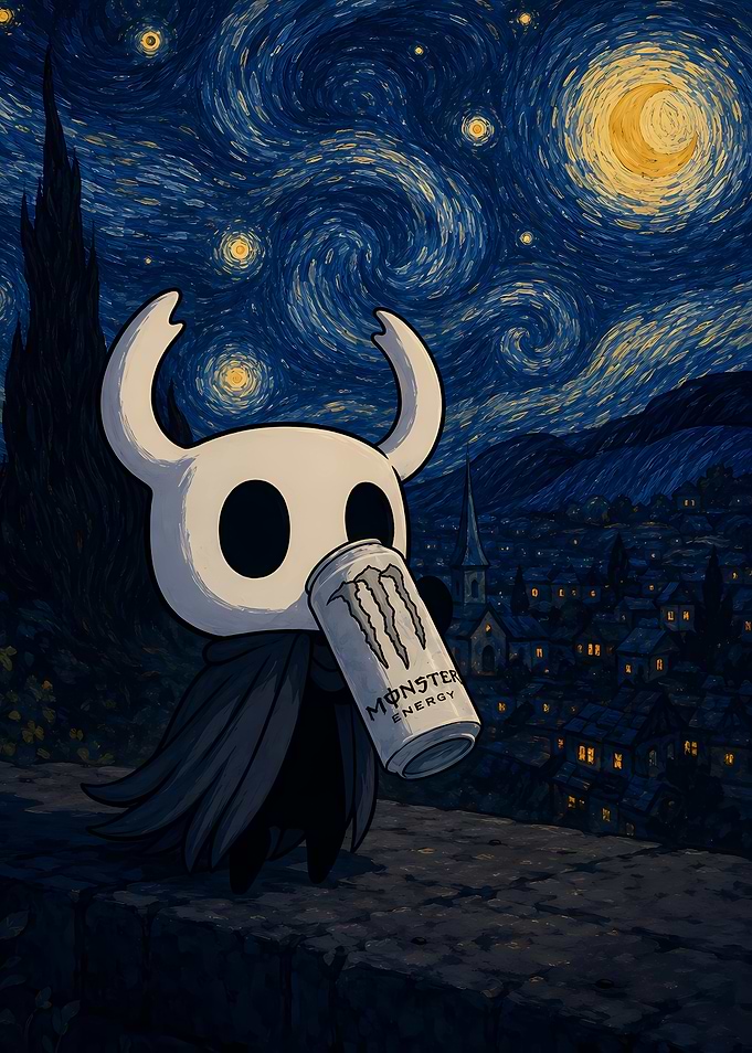 Hollow Knight Drinking Monster Energy