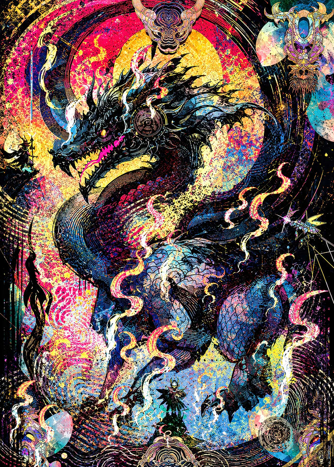 Psychedelic Dragon Fantasy Art