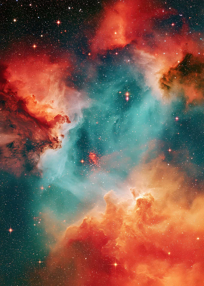 Celestial Firestorm - Vibrant Colorful Deep Space Nebula