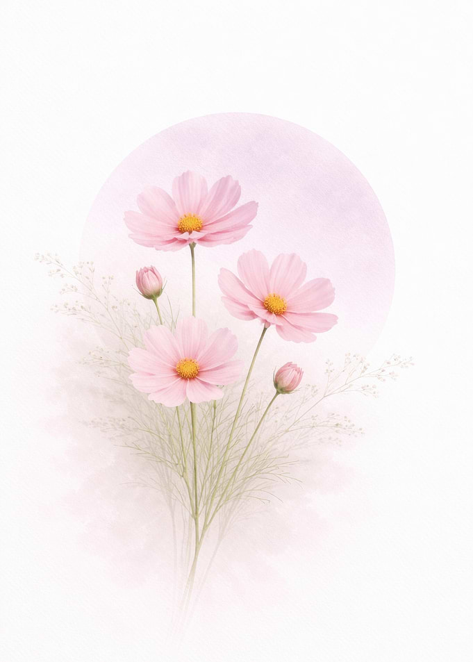 Soft Pink Cosmos Flower Bouquet Concept