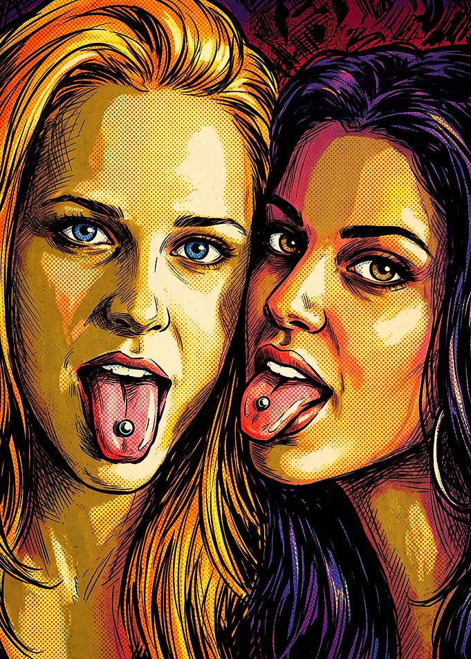 Pop Art Portrait of Two Women