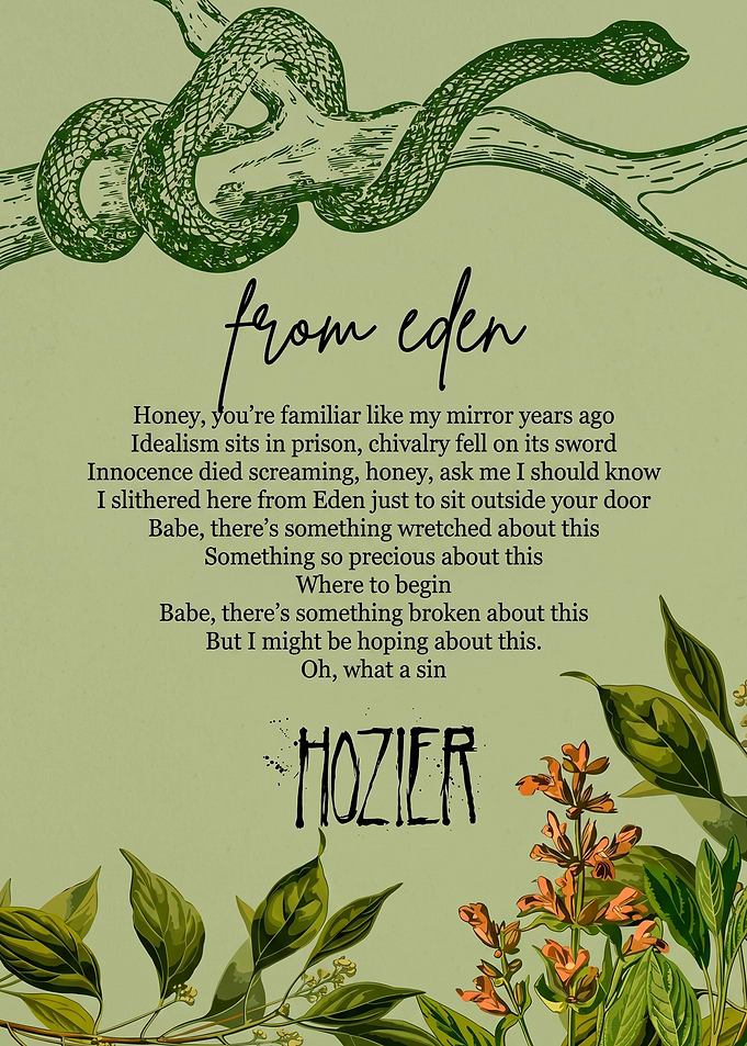 Hozier From Eden Lyric Illustration Poster