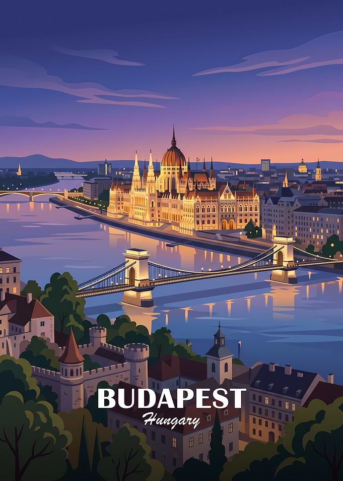 Budapest Hungary Travel Poster