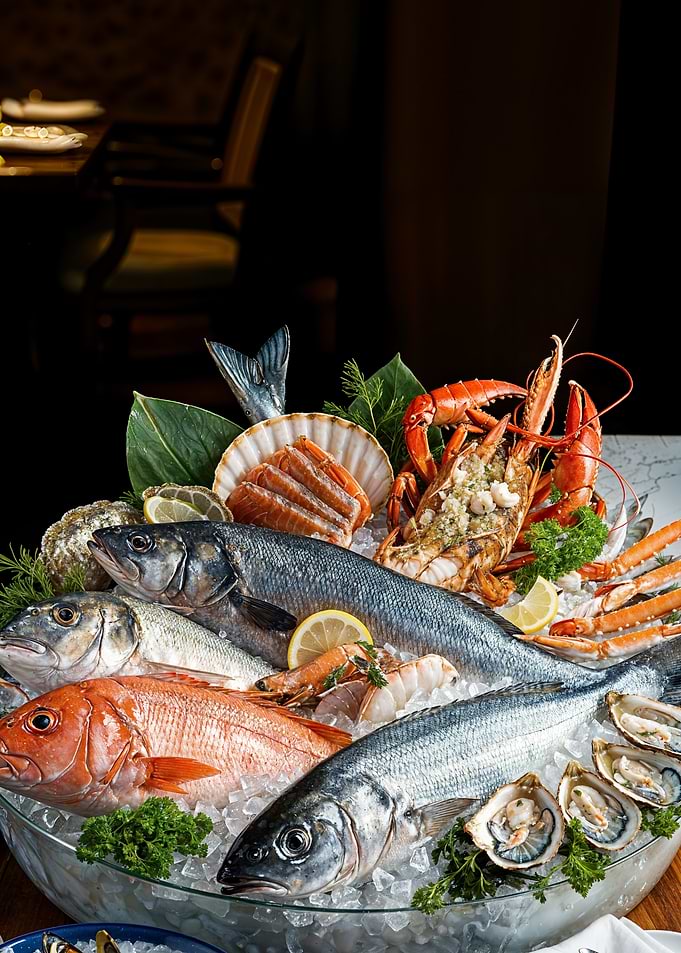 Fresh Seafood Platter on Ice