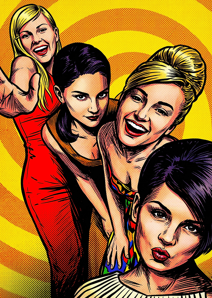 Pop Art Style Women Group Portrait
