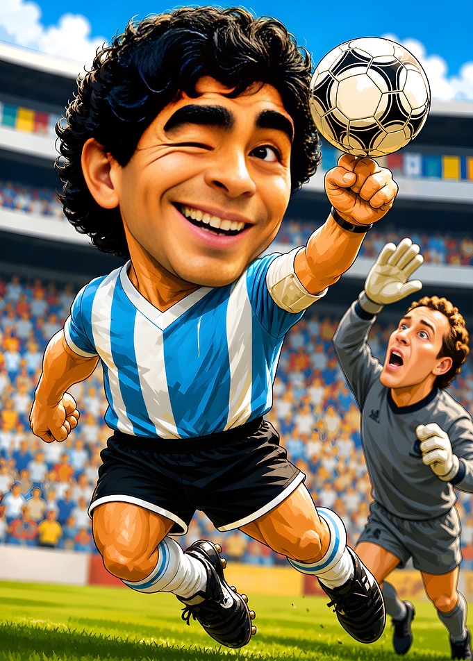 Diego Maradona Caricature Soccer Art