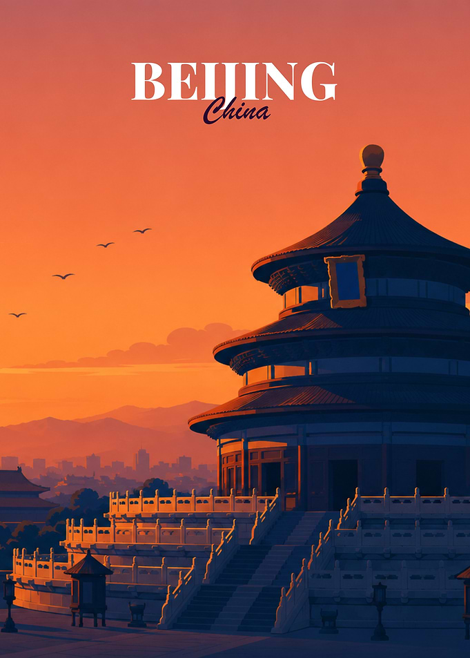 Beijing Temple of Heaven Sunset Poster