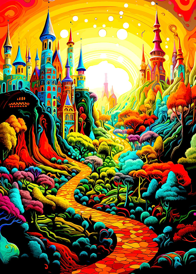 Psychedelic Fantasy Castle Landscape